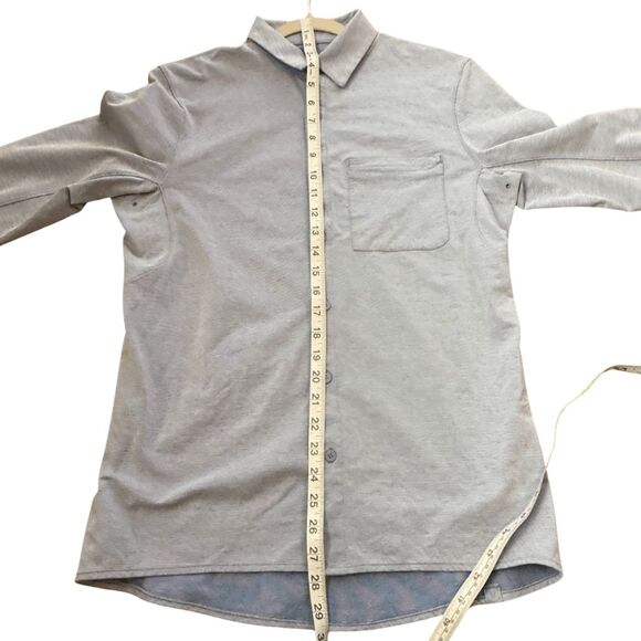 Lululemon Men's Commission Long Sleeve Button Up Shirt Blue White Size Medium - Picture 6 of 7